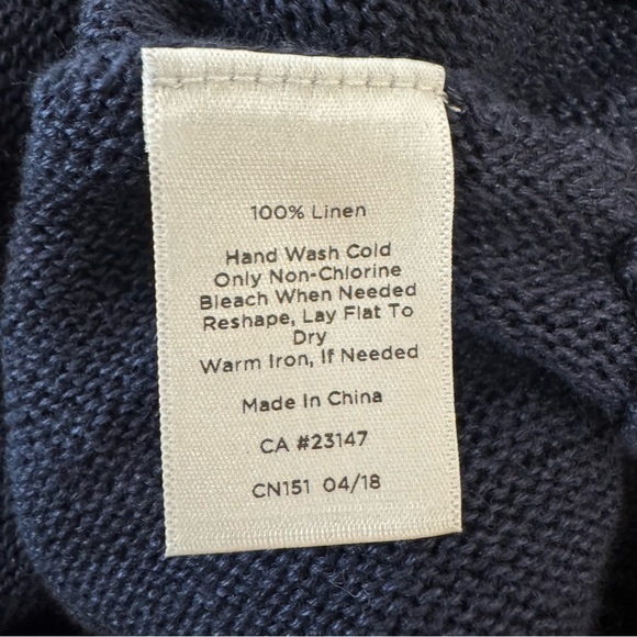 Talbots 100% Linen Short Sleeve Crew Neck Sheer Knit Sweater Navy Size XS - Picture 9 of 10
